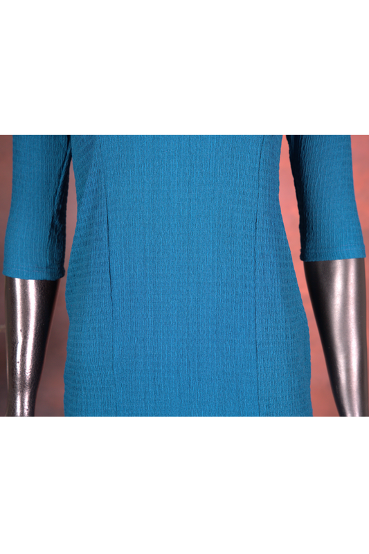 Teal Blue Textured Bodycon Dress