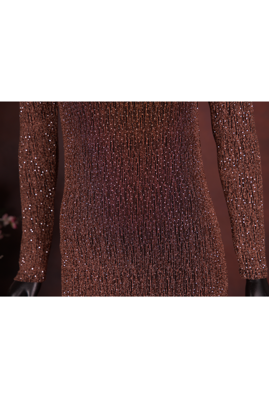 Copper Sequin Knit Bodycon Dress