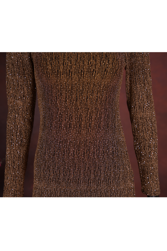 Gold Sequin Knit Bodycon Dress