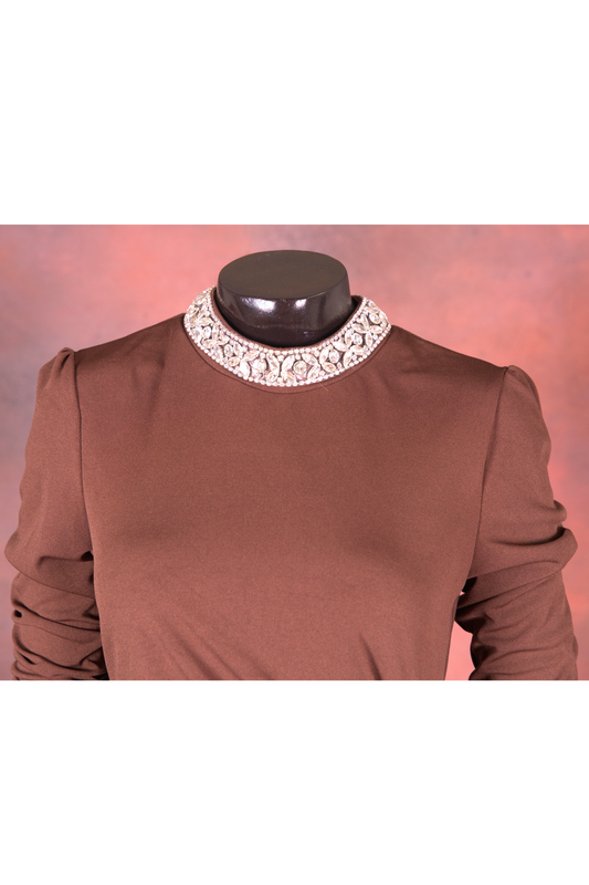 Chocolate Brown Embellished Evening Gown