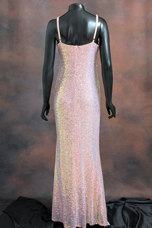 Blush Pink Crystal Embellished Strappy Gown