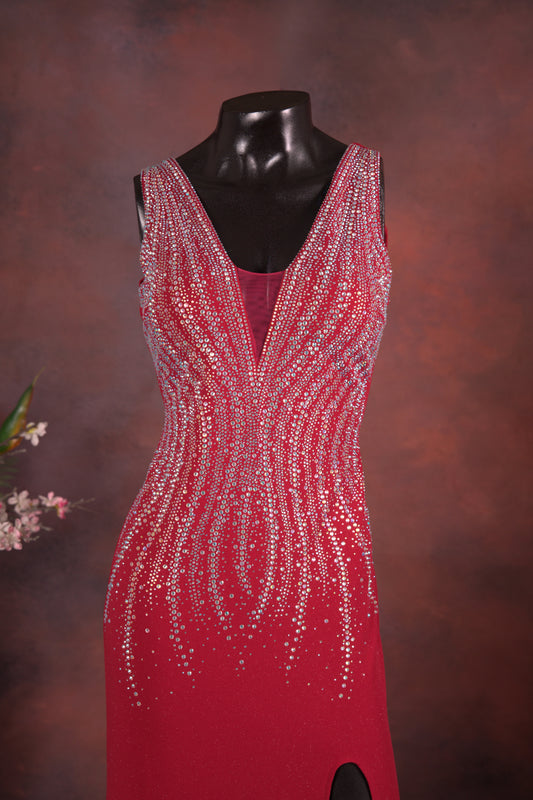 Maroon Embellished Slit Gown