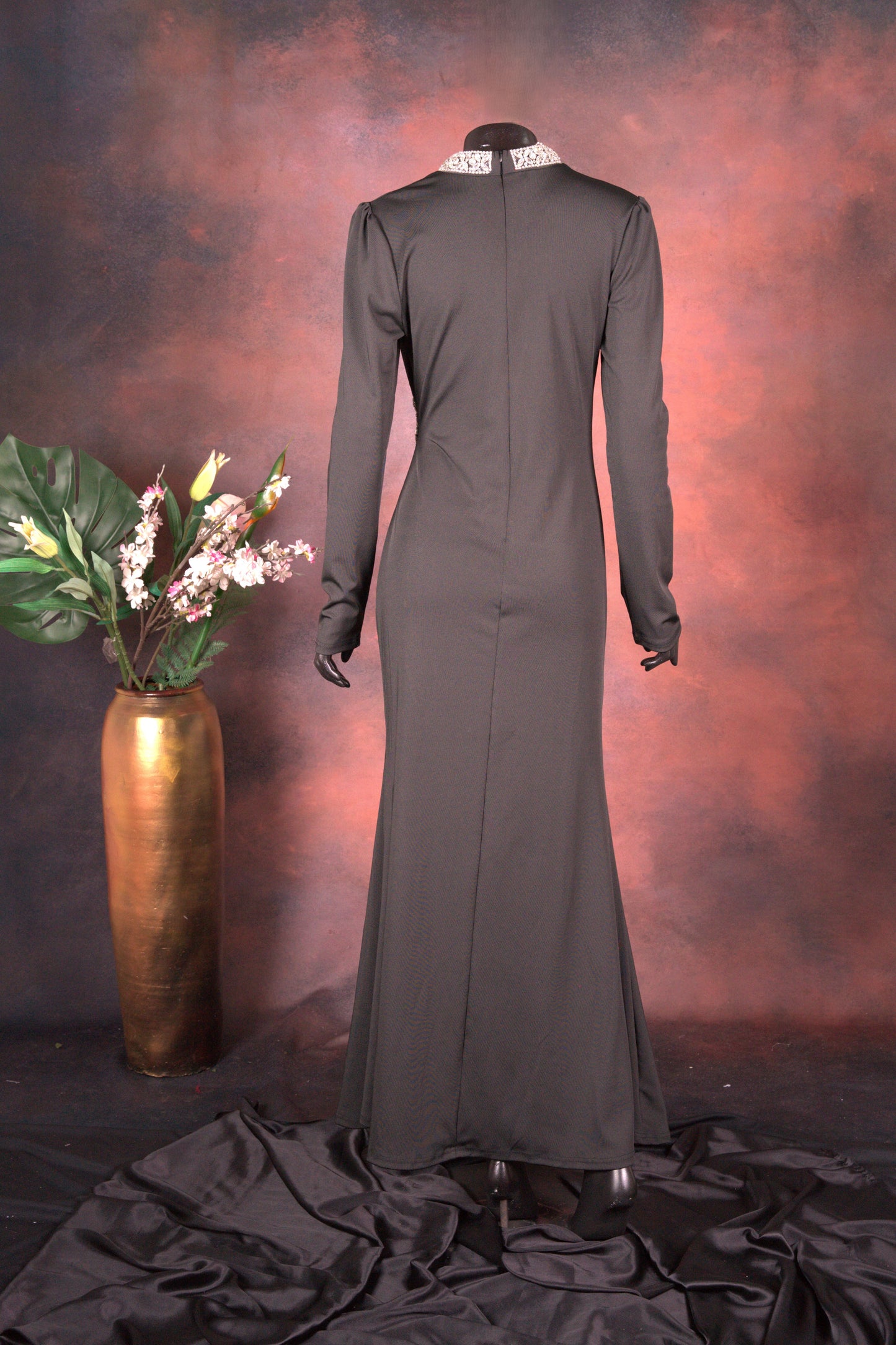 Black Embellished Evening Gown