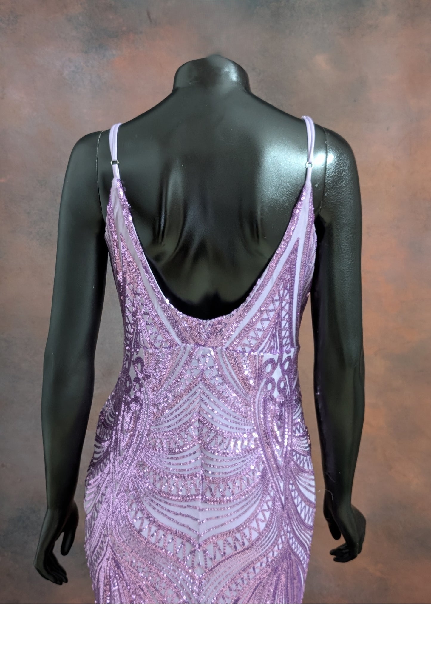 Lilac Geometric Sequin Embellished Gown