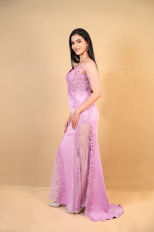 Lavender Lace Party Bodycon Gown