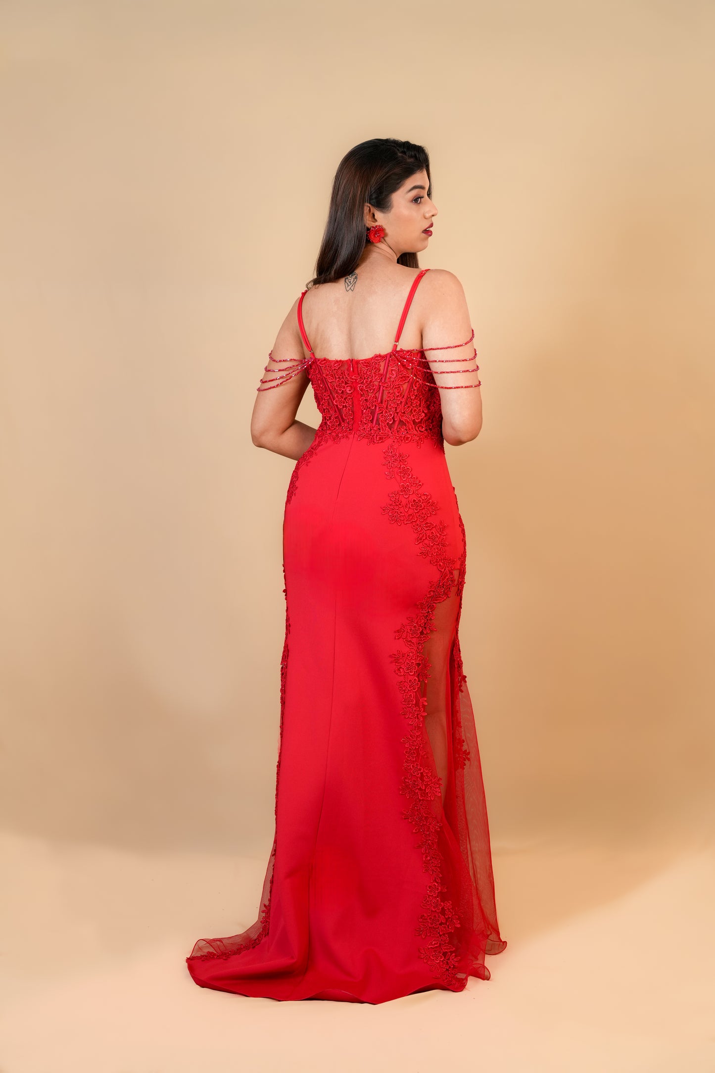 Red Lace Bodycon Gown