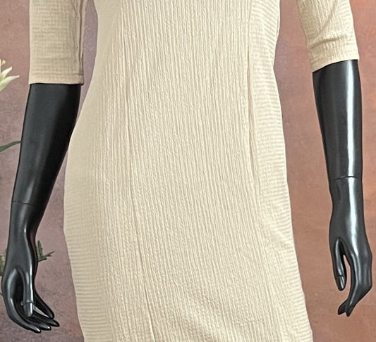 Beige Textured Bodycon Dress