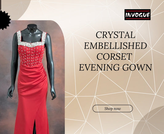 Crystal Embellished Corset Evening Gown – Where Structure Meets Statement Glamour