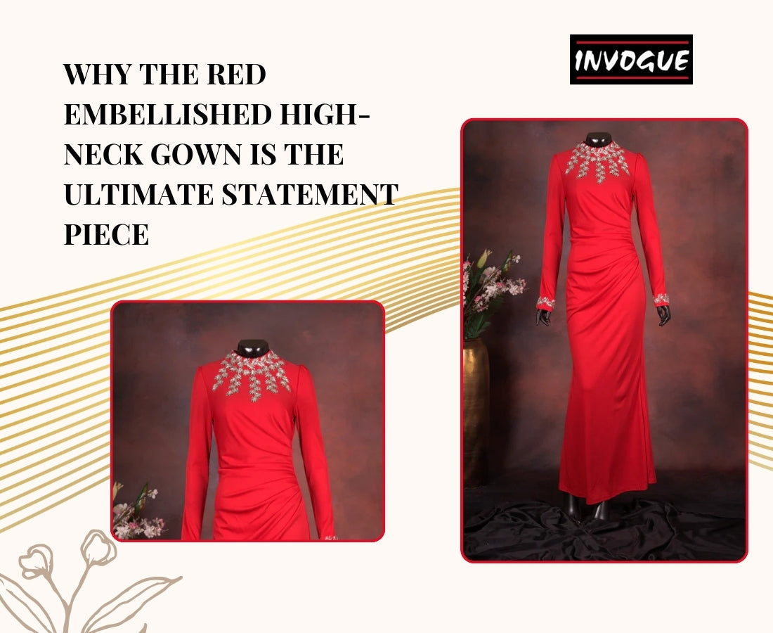 Why the Red Embellished High-Neck Gown Is the Ultimate Statement Piece