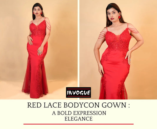 Red Lace Bodycon Gown by INVOGUE: A Bold Expression Power and Elegance