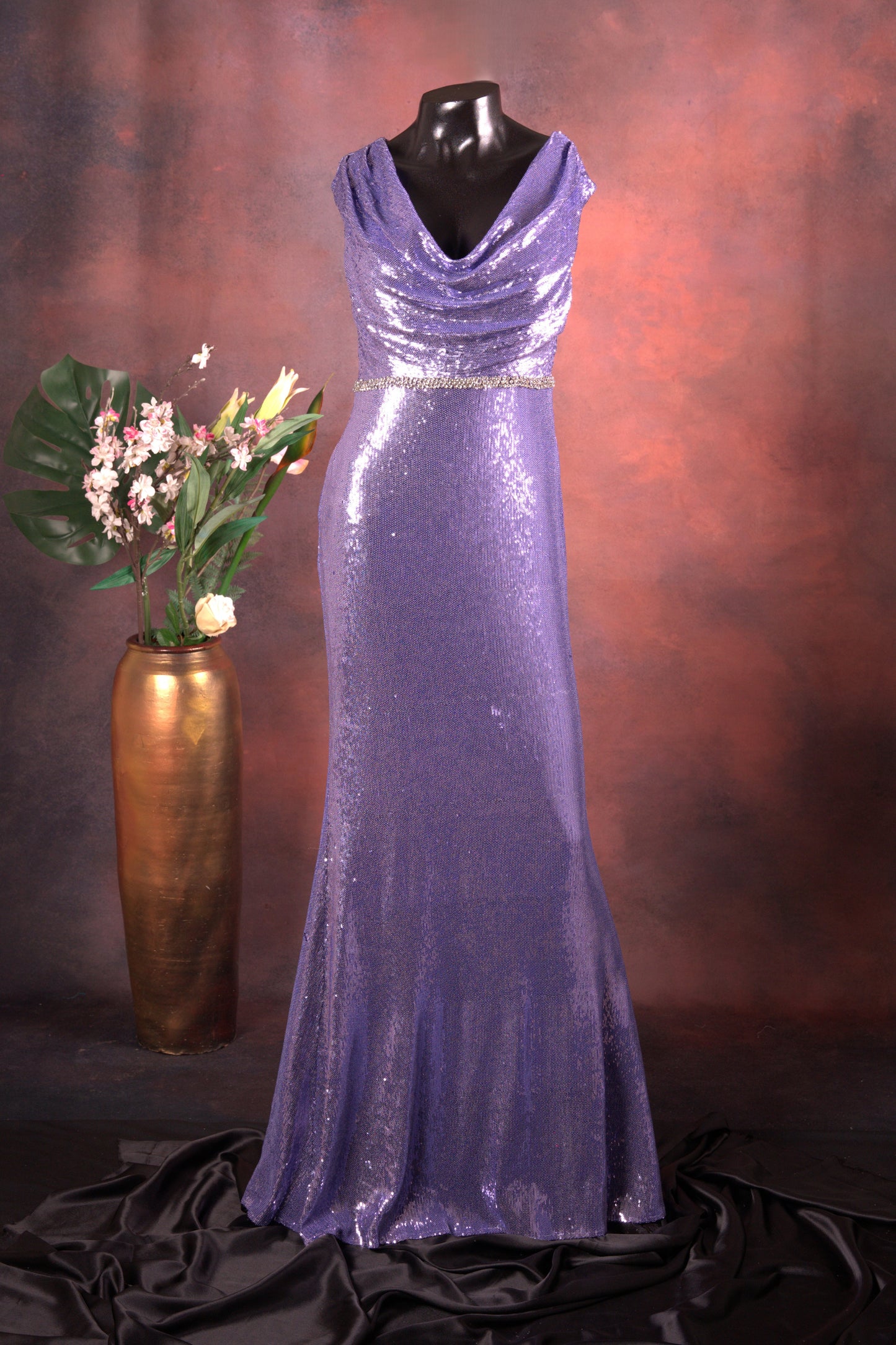 Lilac Sequin Evening Gown