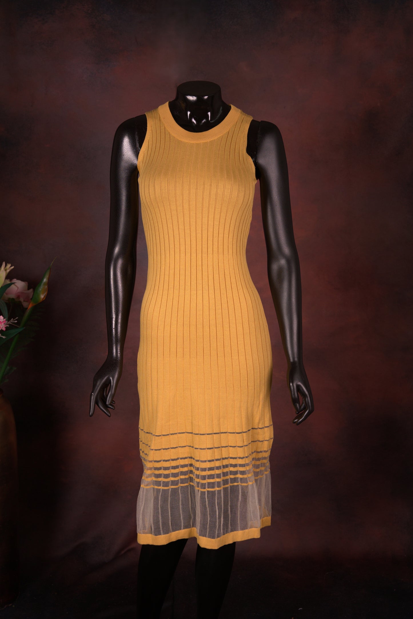 Mustard Knitted Sleeveless Bodycon Dress