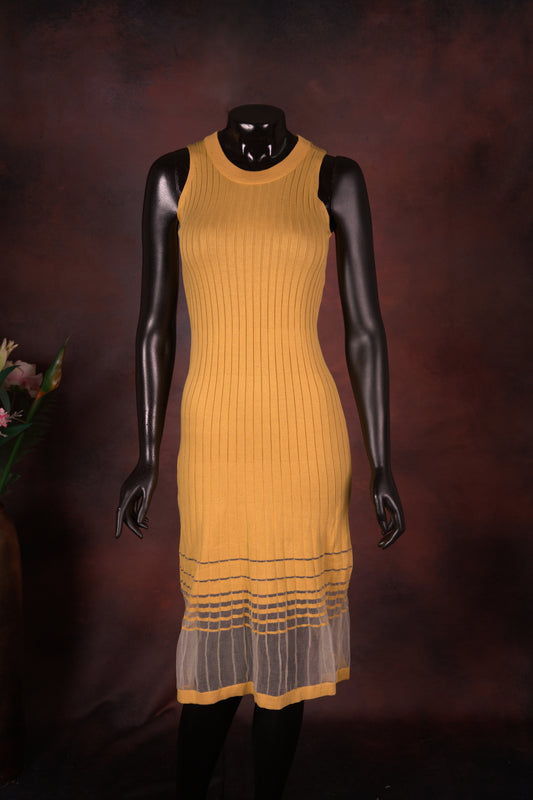 Mustard Knitted Sleeveless Bodycon Dress