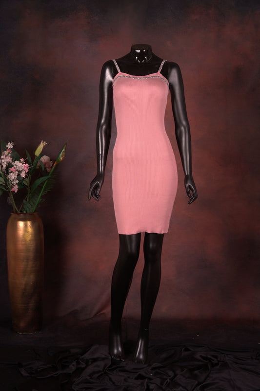 Blush Pink Knit Bodycon Dress