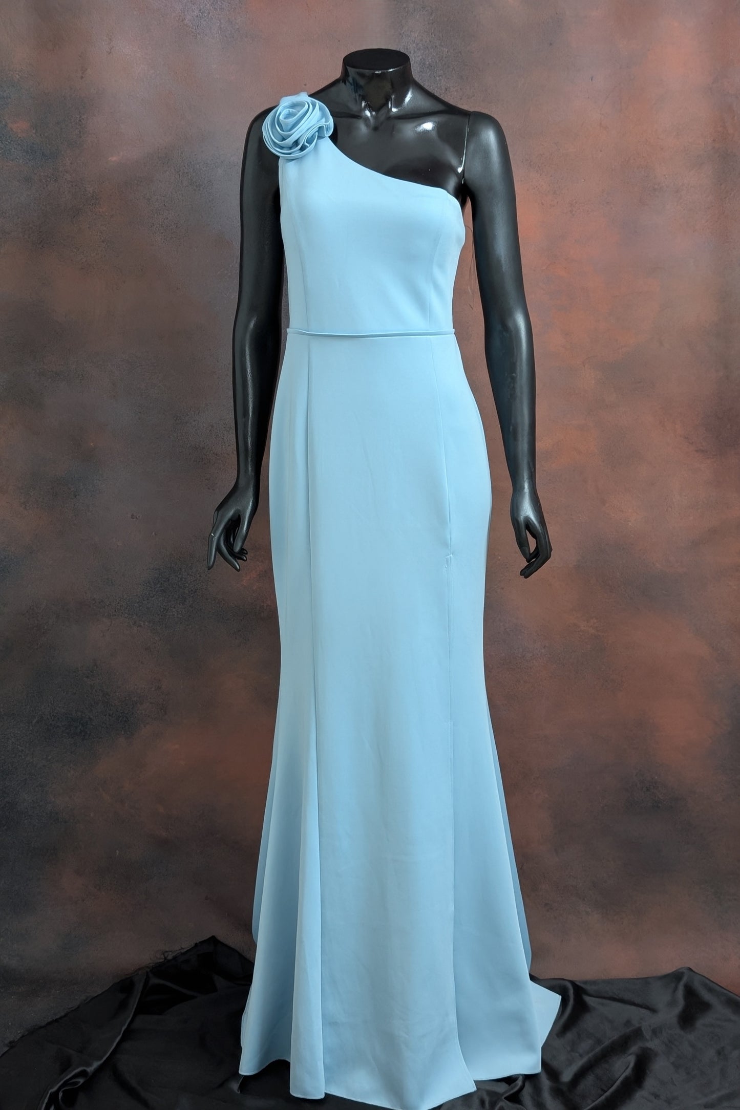 Powder Blue One-Shoulder Rose Gown