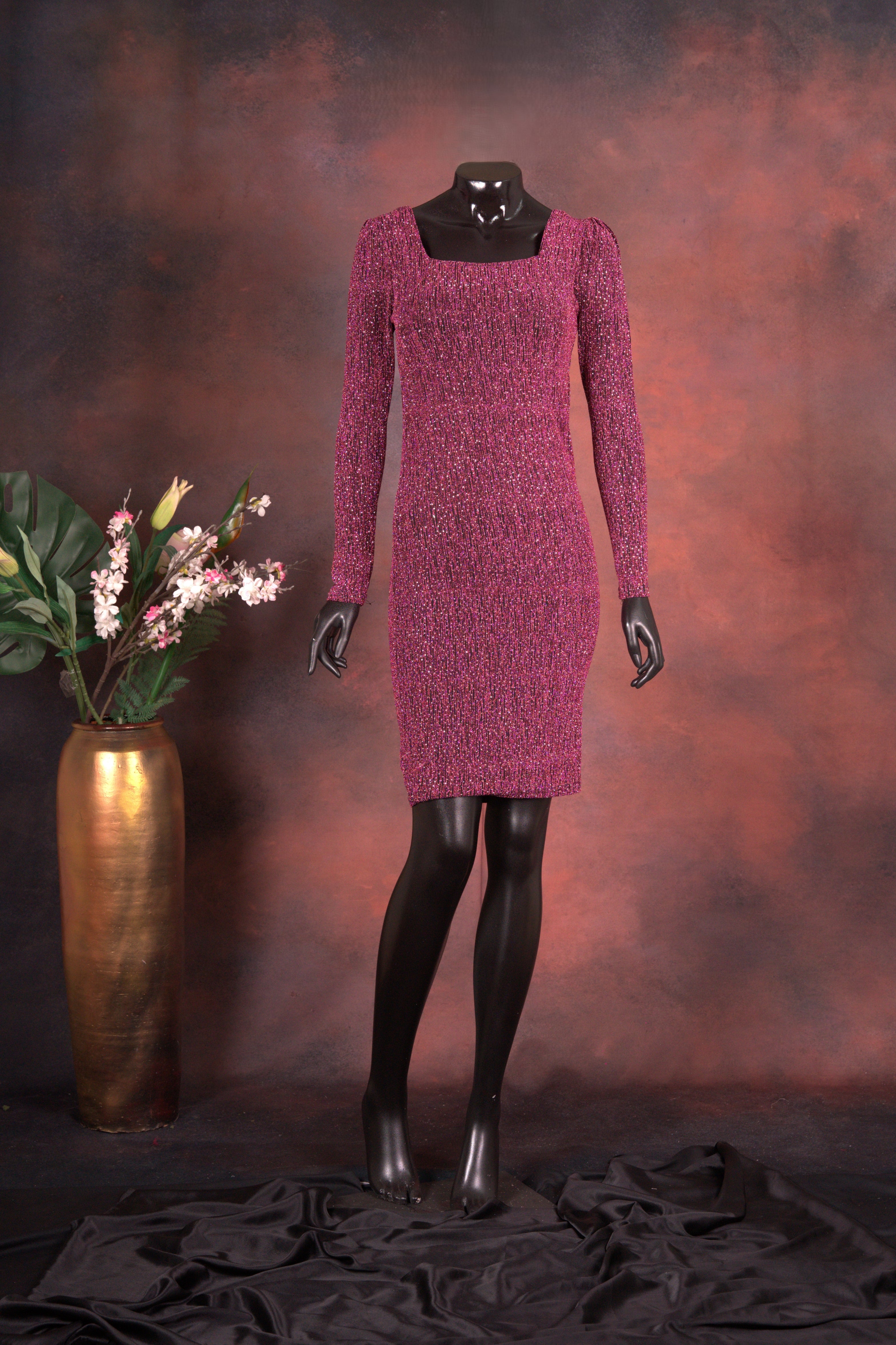 Berry Sequin Knit Bodycon Dress