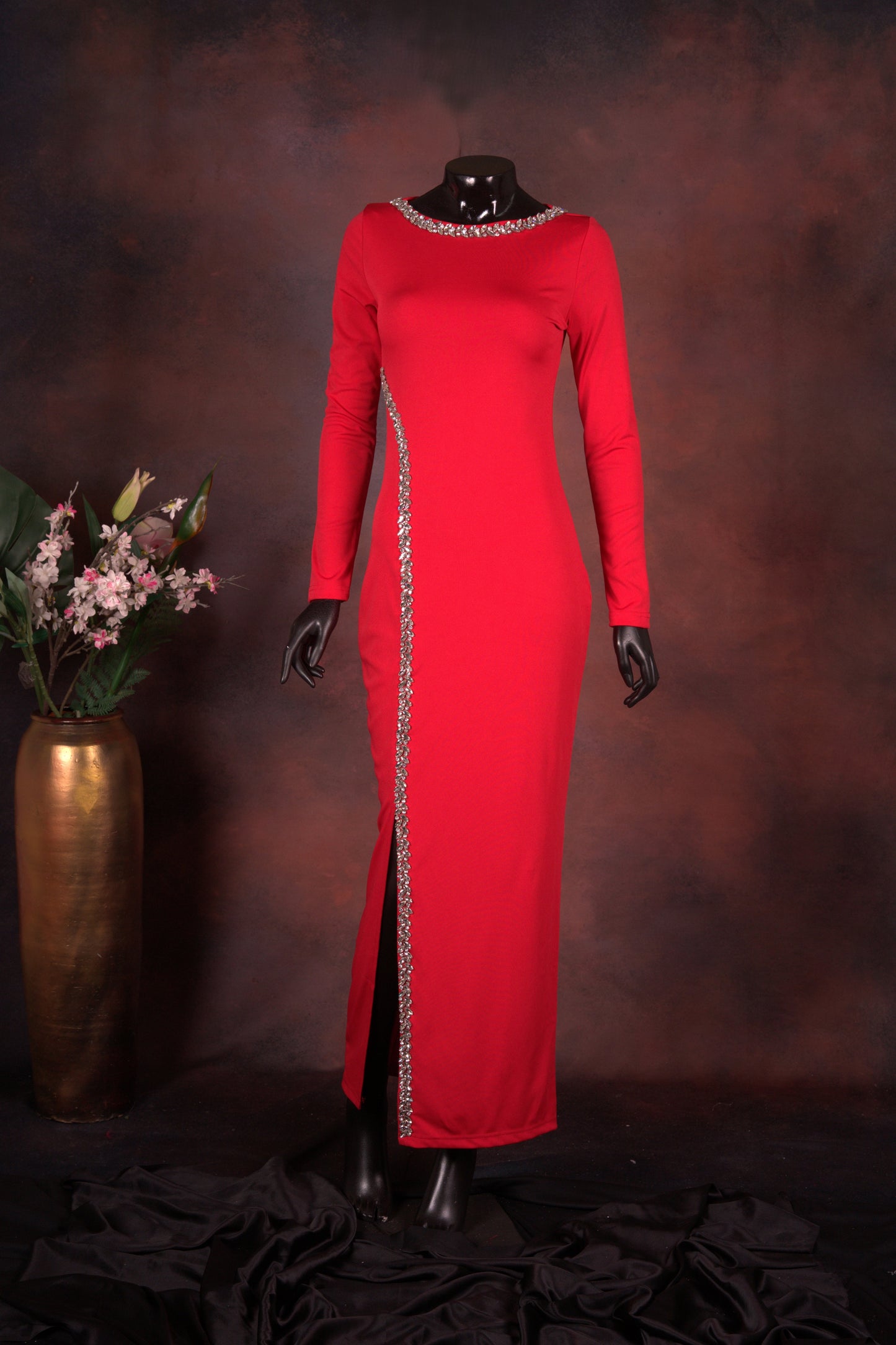 Red Crystal Embellished Gown