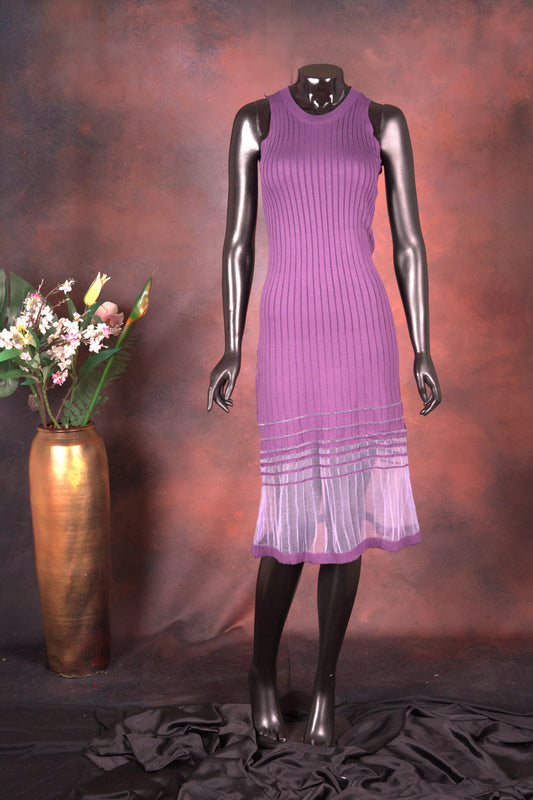 Purple Knitted Sleeveless Bodycon Dress