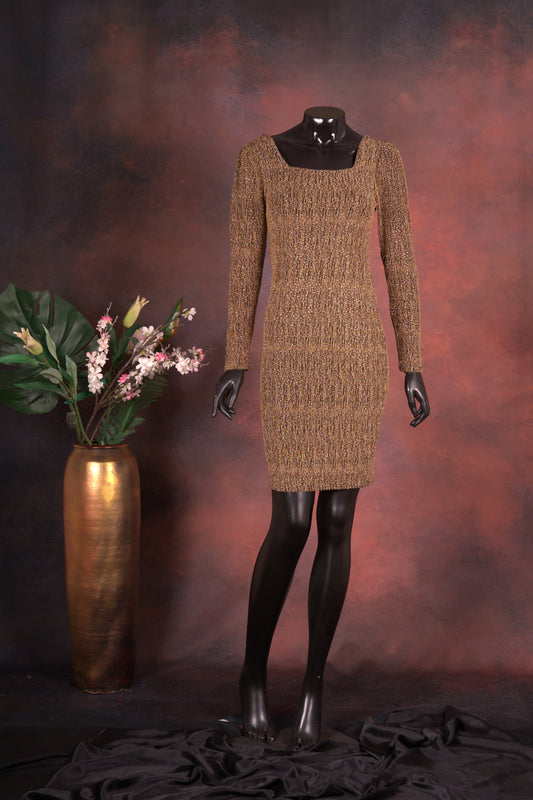 Gold Sequin Knit Bodycon Dress