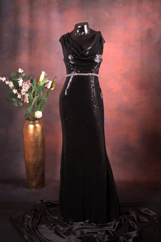 Black Sequin Evening Gown