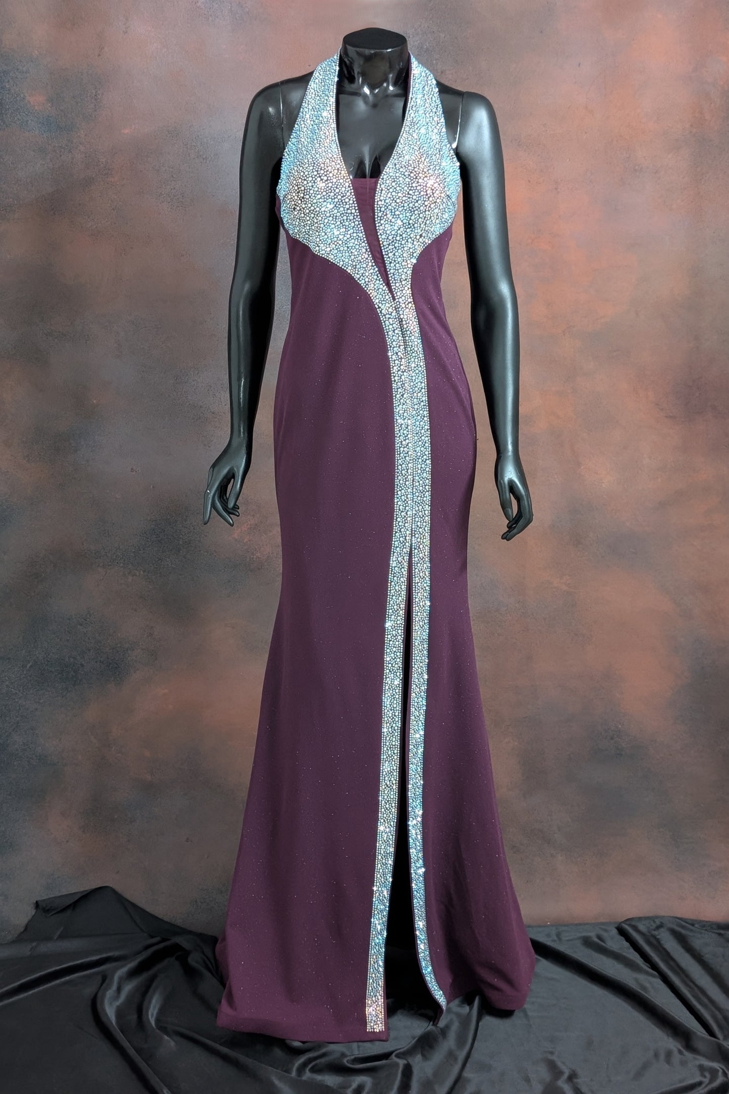 Red Embellished Halter Neck Gown