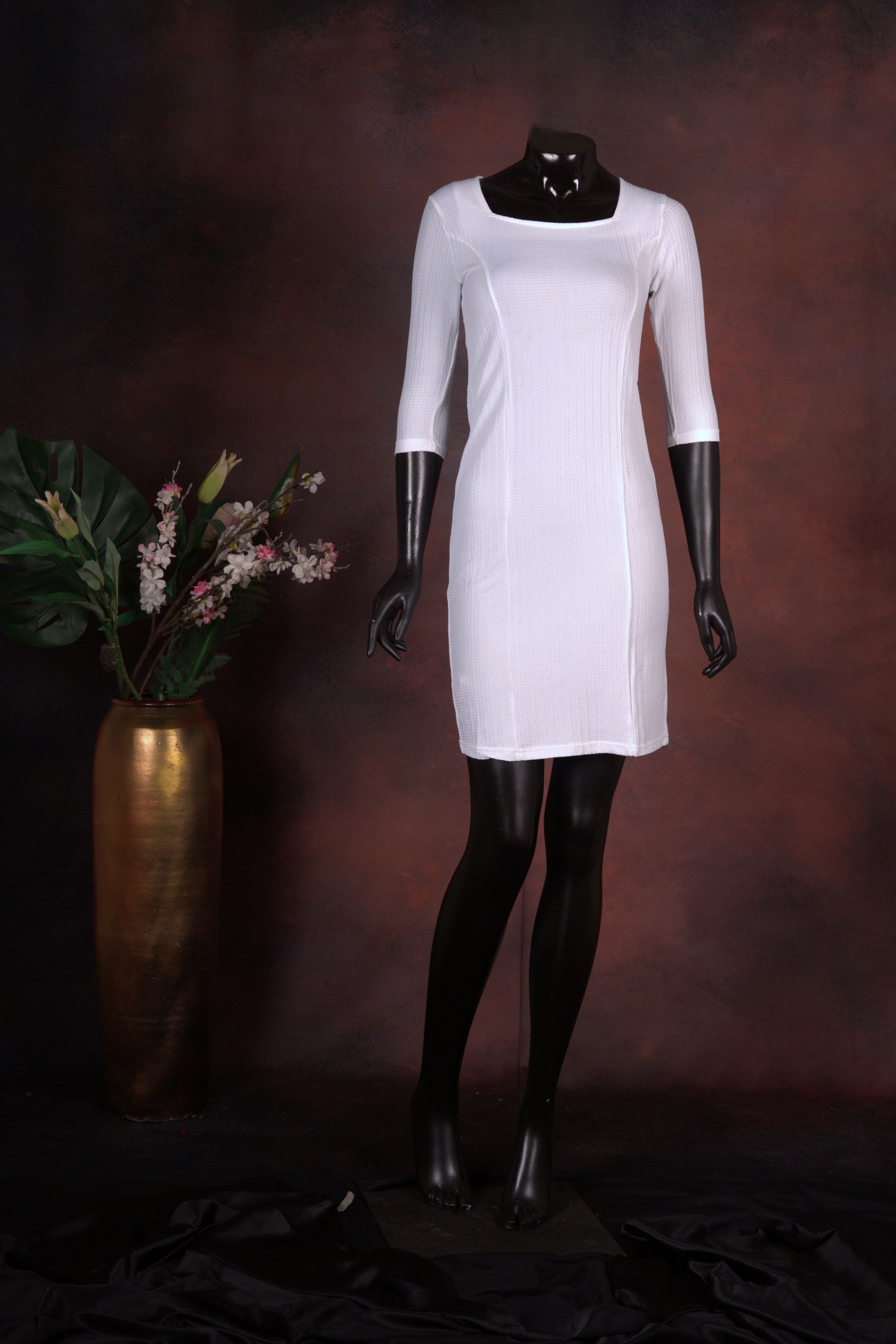 White Textured Bodycon Dress