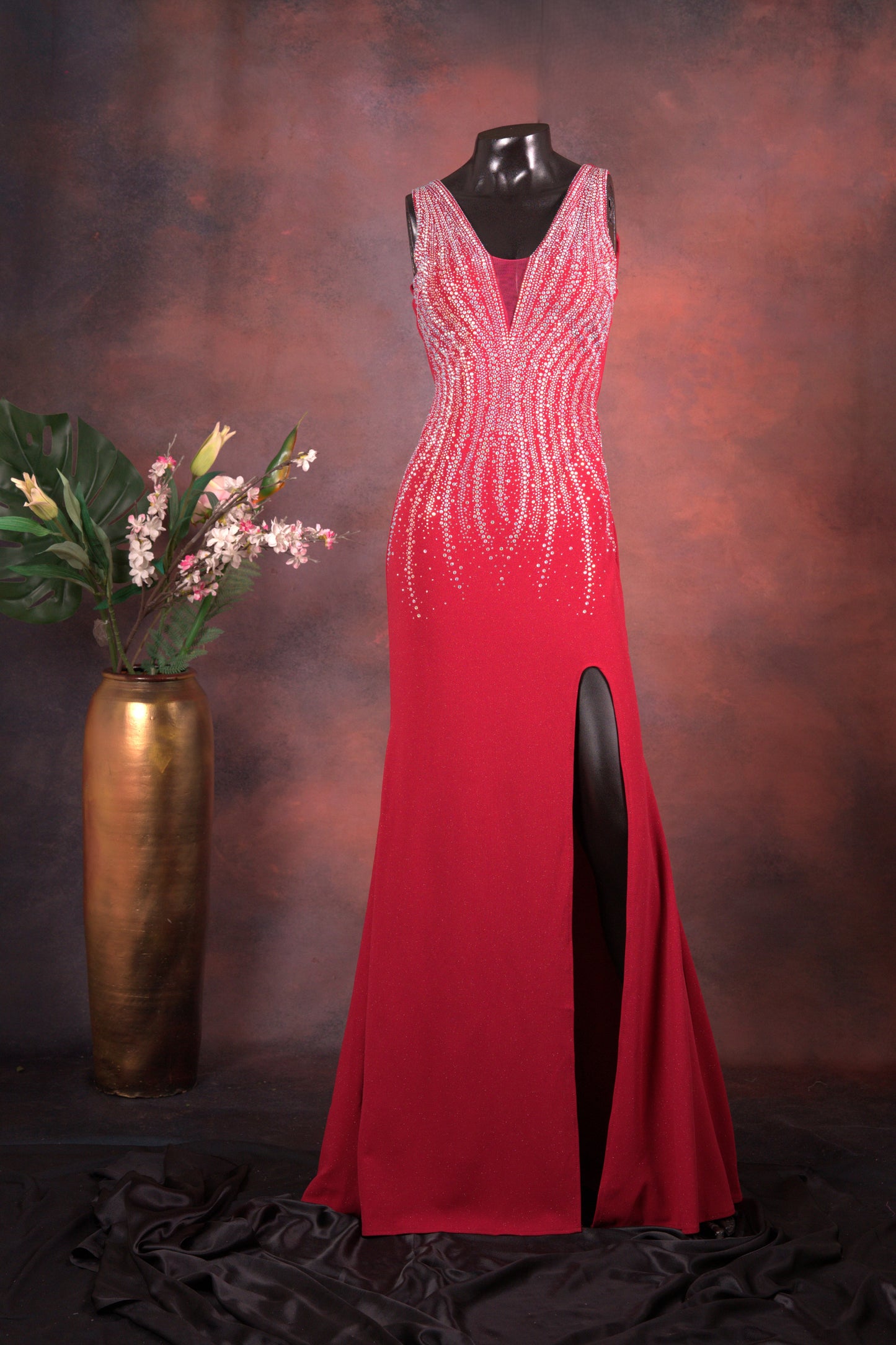 Maroon Embellished Slit Gown