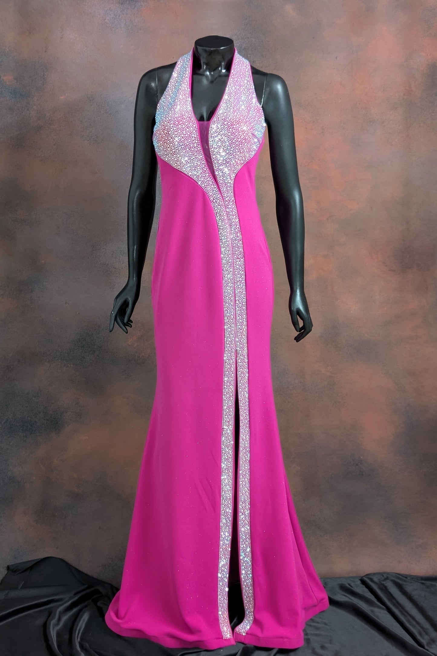 Red Embellished Halter Neck Gown