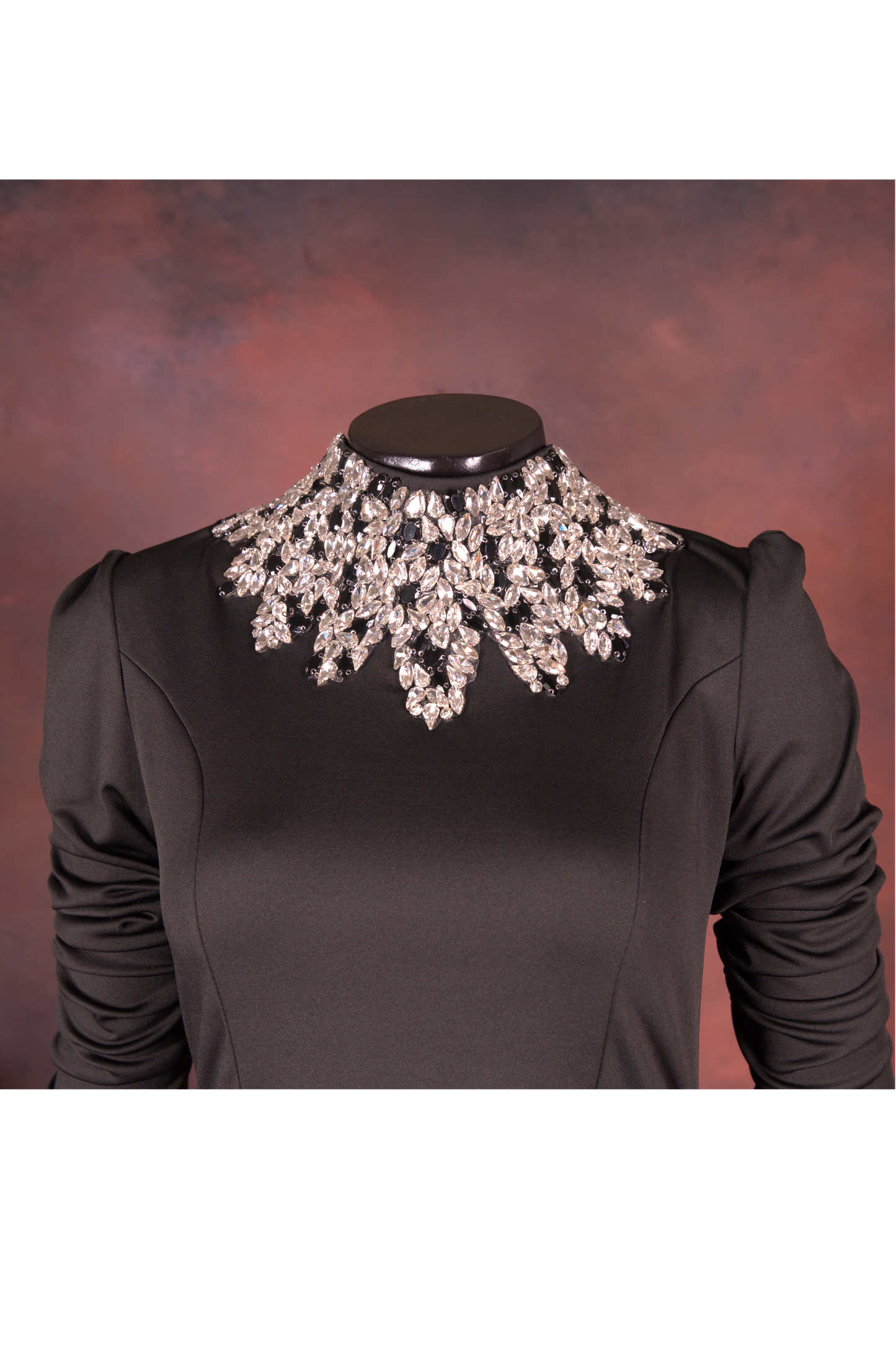 Black Luxe Embellished Neck Gown