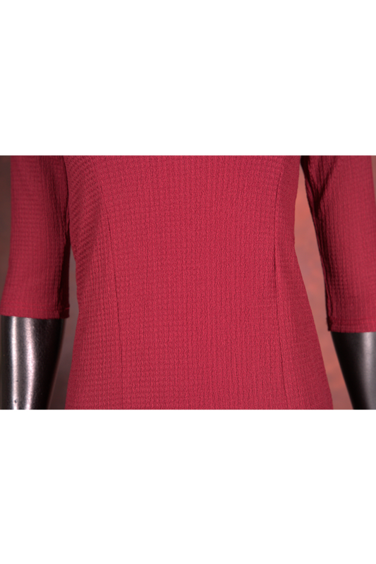 Maroon Textured Bodycon Dress