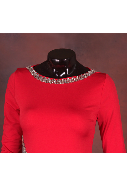 Red Crystal Embellished Gown