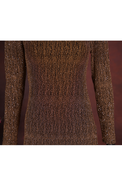 Gold Glitter V-Neck Bodycon Wrap Dress