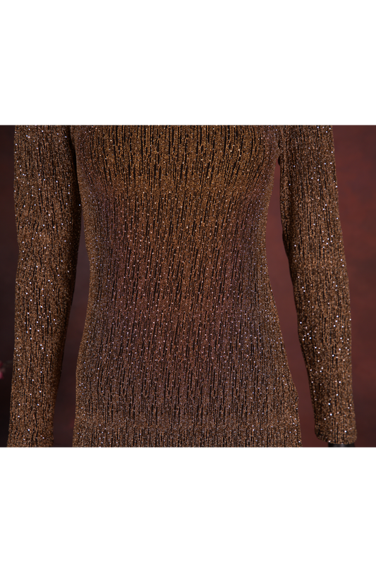 Gold Glitter V-Neck Bodycon Wrap Dress