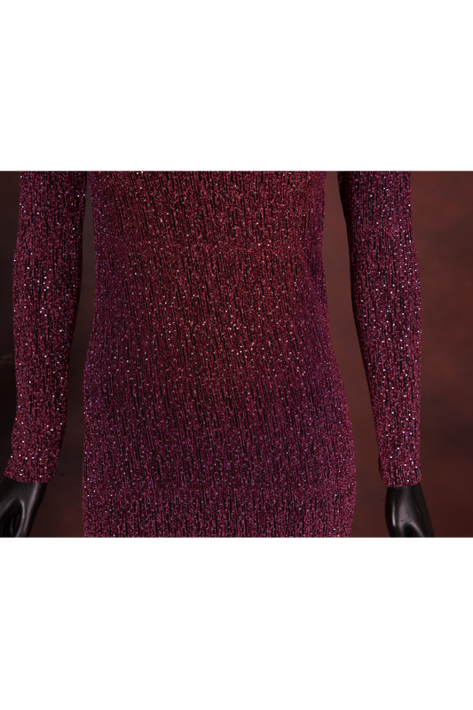 Berry Sequin Knit Bodycon Dress