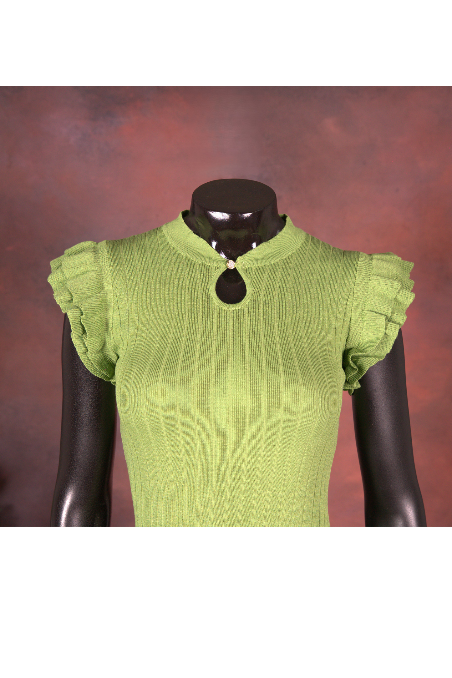 Lime Green Ribbed Knit Midi Dress