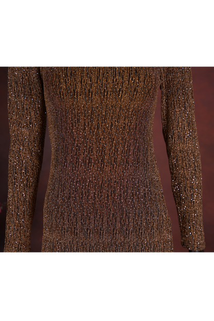 Gold Sequin Knit Bodycon Dress