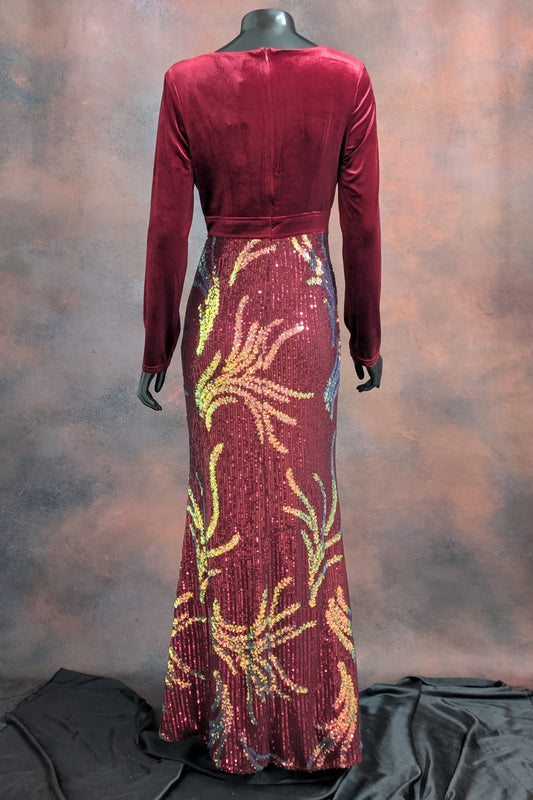 Velvet & Sequin Embellished Gown