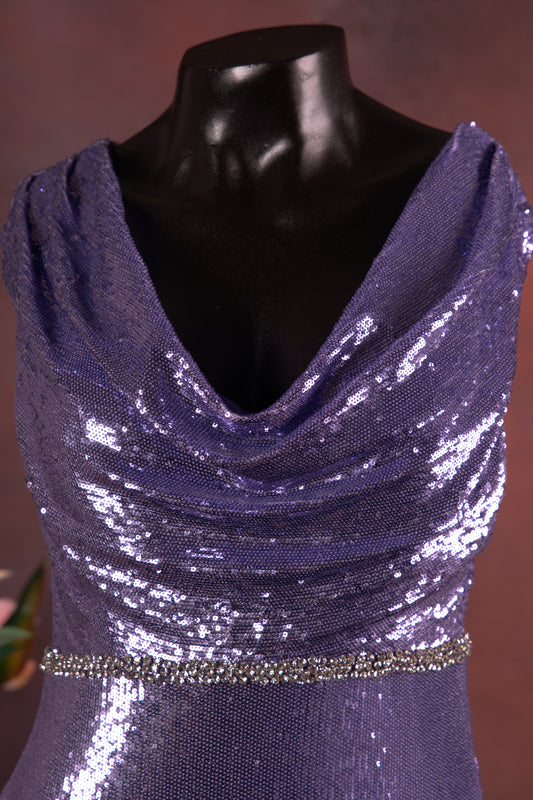 Lilac Sequin Evening Gown
