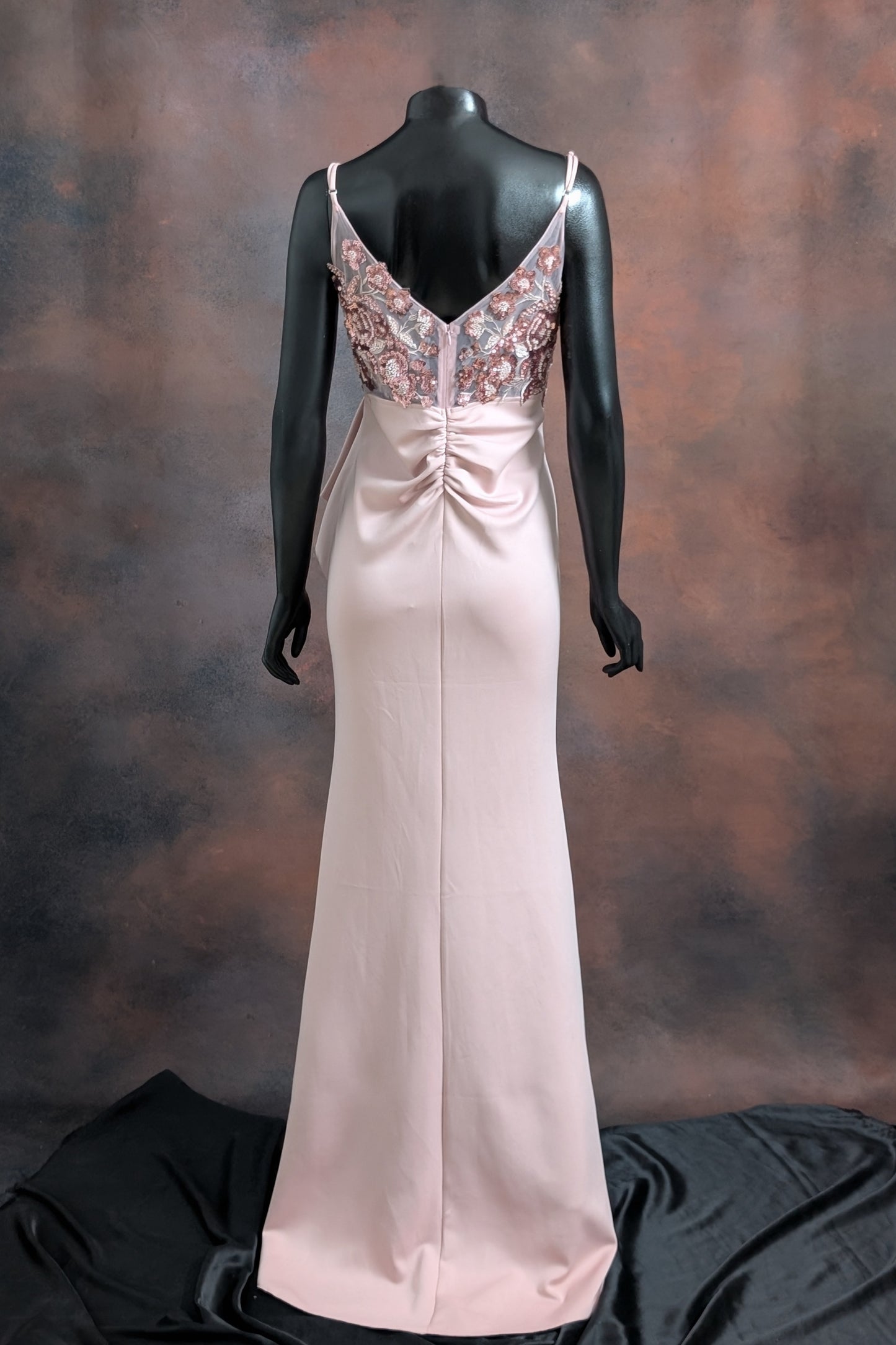 Blush Pink Floral Appliqué Wrap Gown