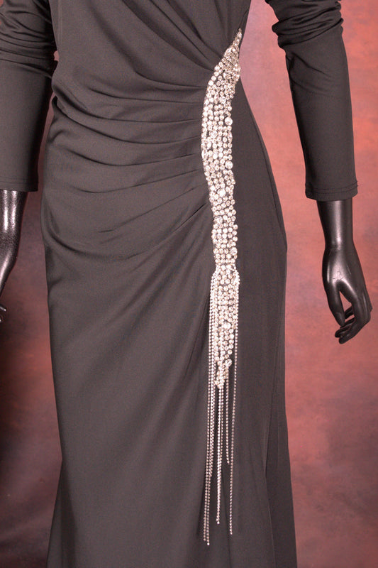 Black Embellished Evening Gown