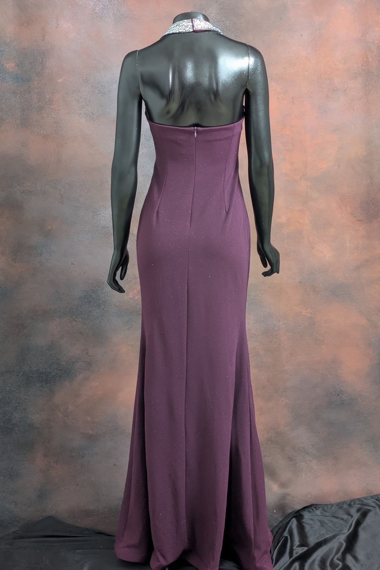 Red Embellished Halter Neck Gown
