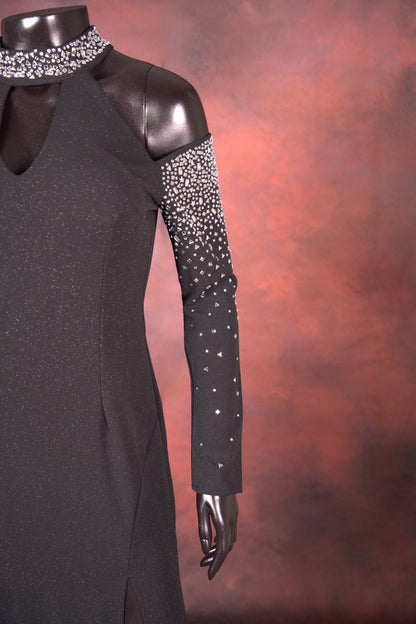 Black Embellished Cold Shoulder Gown