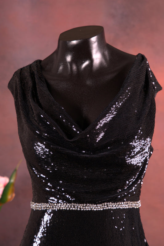 Black Sequin Evening Gown