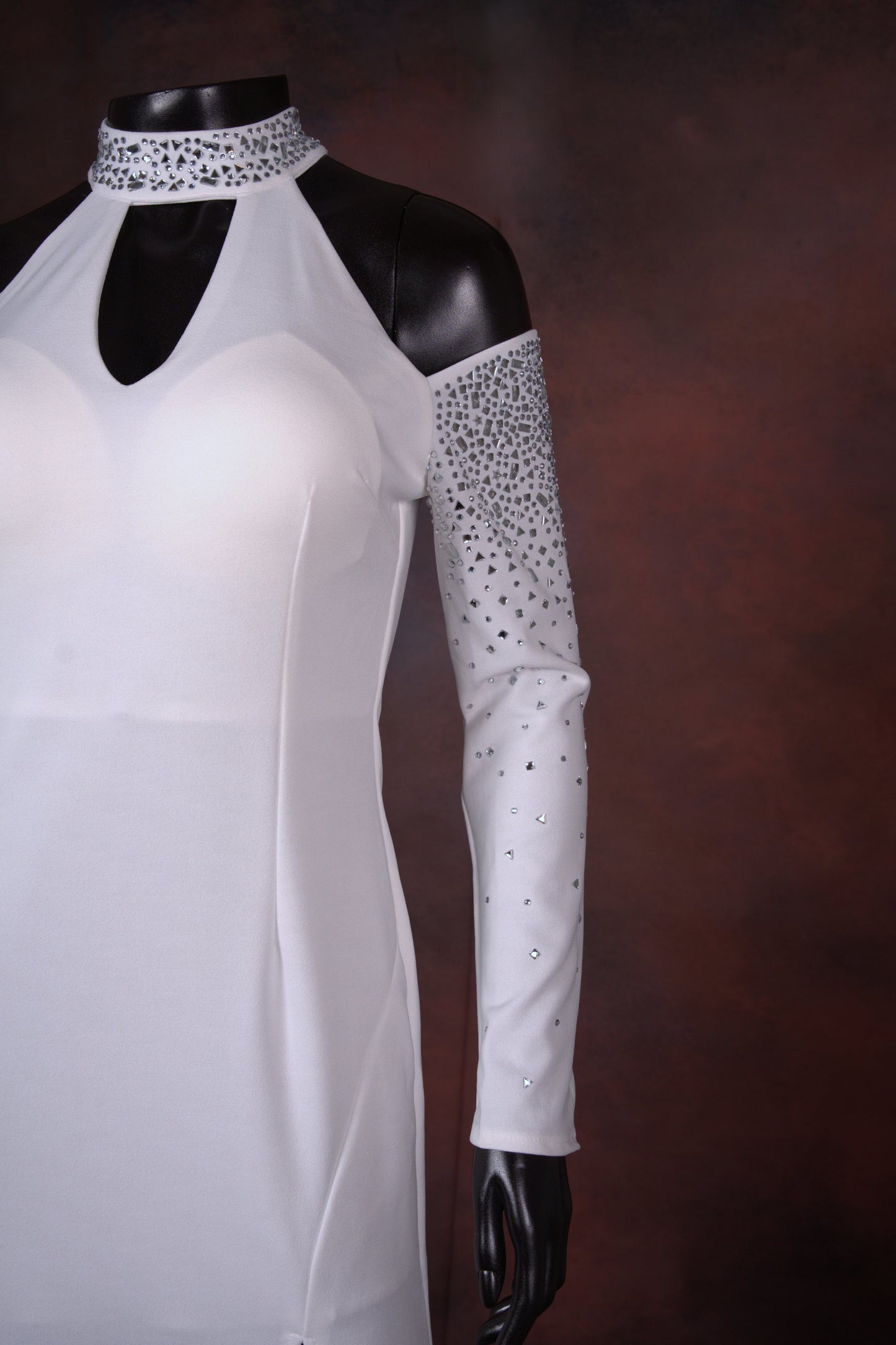 White Embellished Cold Shoulder Gown