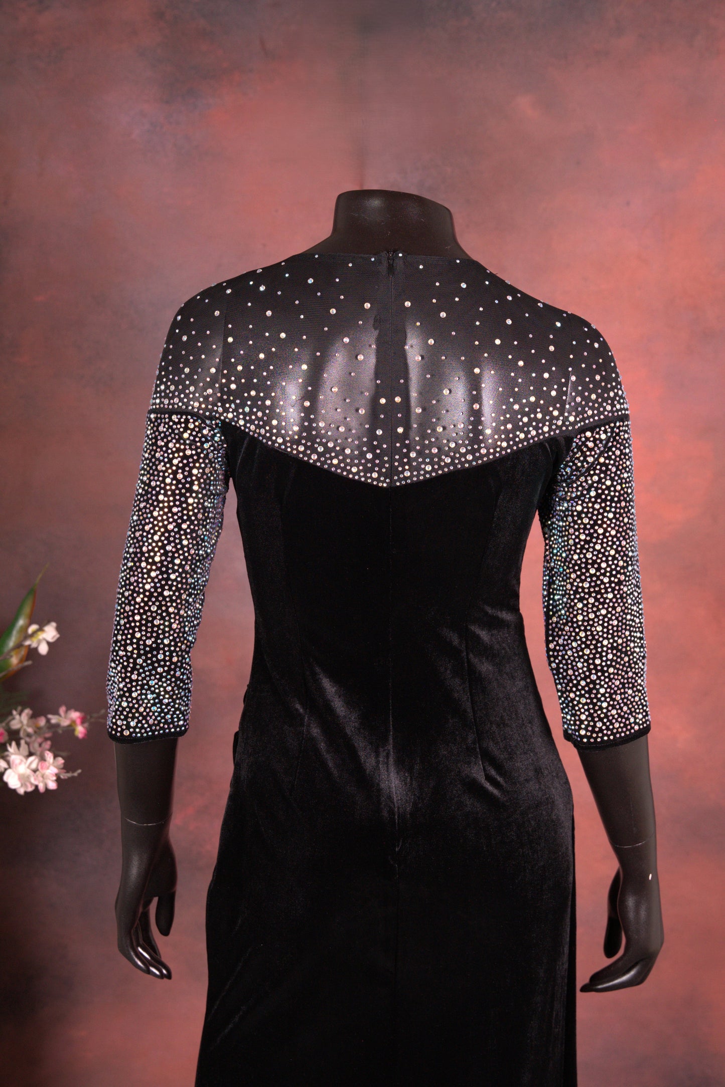 Black Velvet Embellished Gown