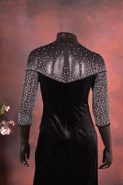 Black Velvet Embellished Gown