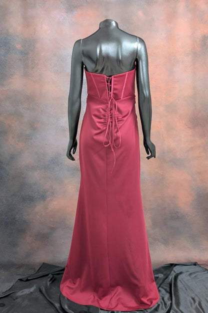 Maroon Embellished Bustier Gown