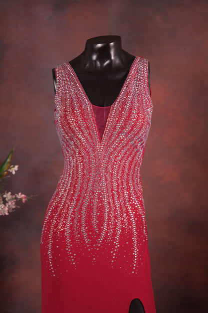 Maroon Embellished Slit Gown