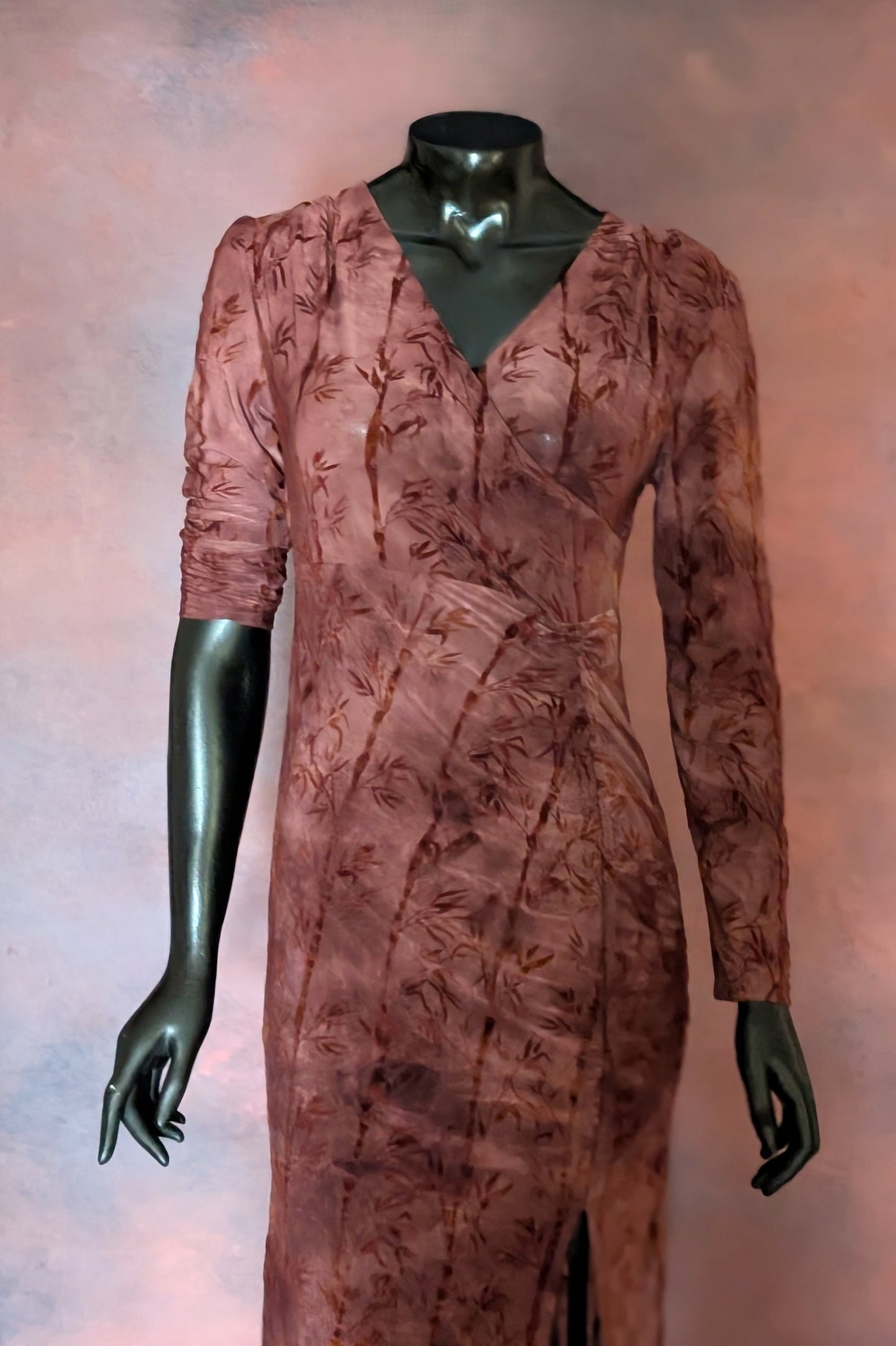 Olive Green Textured Bodycon Dress with Front Slit