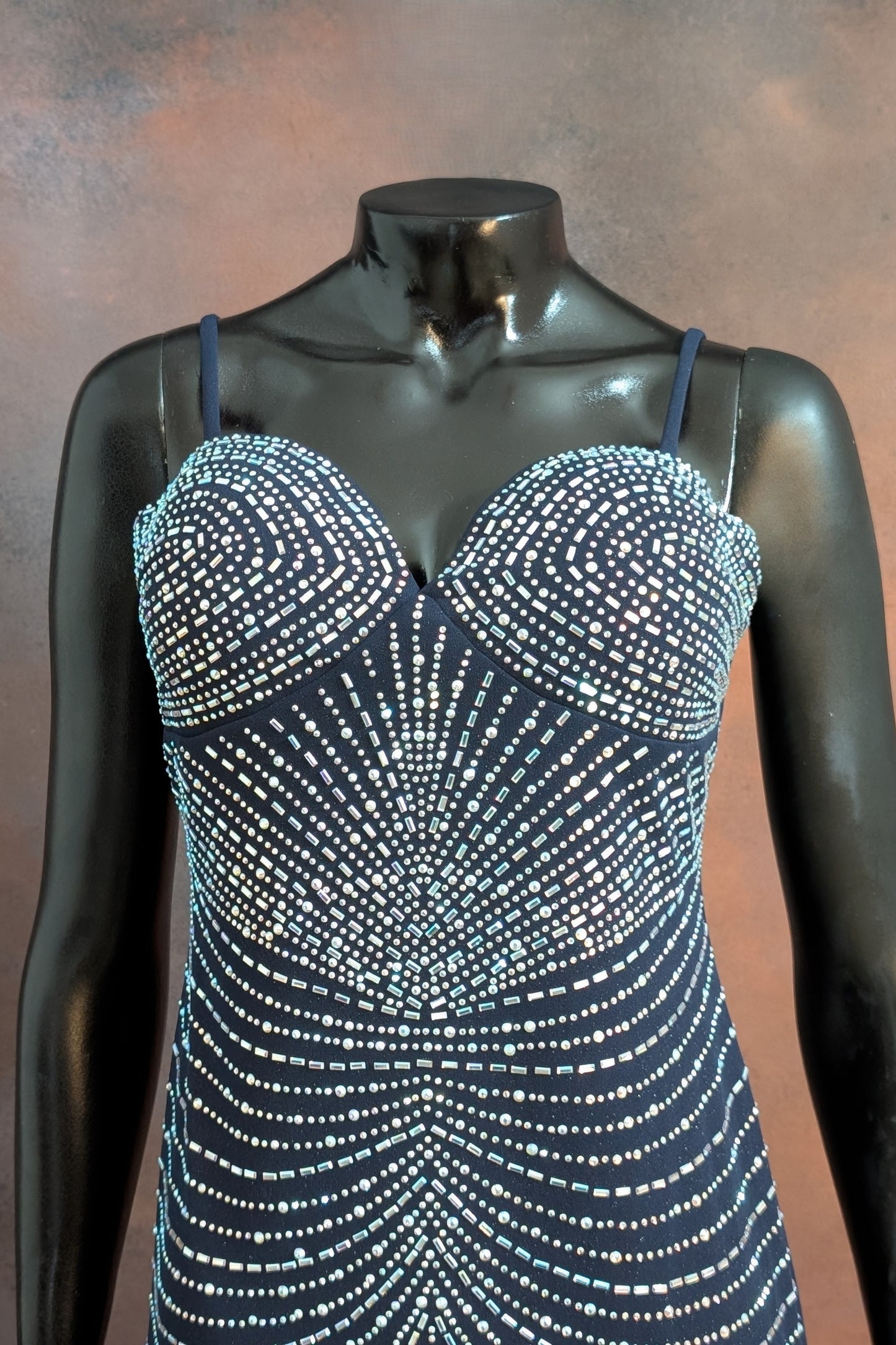 Crystal Draped Embellished Evening Gown